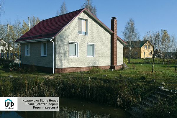 Фасадные панели Стоун Хаус Сланец, светло-серый