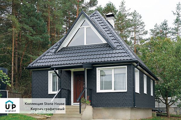 Фасадные панели Стоун Хаус Кирпич, графитовый