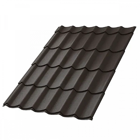 Металлочерепица МП Ламонтерра VALORI-0.5мм DarkBrown (темно-коричневый)