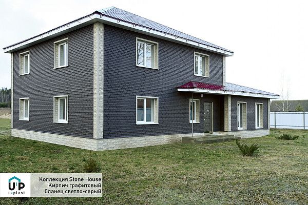 Фасадные панели Стоун Хаус Кирпич, графитовый